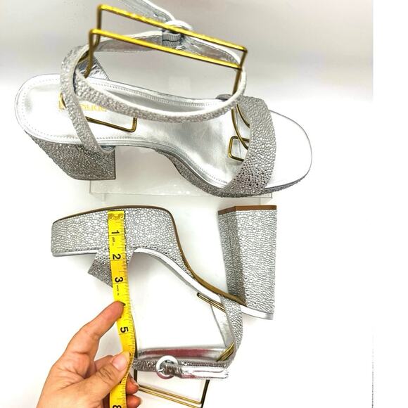 Larroudé Dolly Retro Y2K Crystal Party Sandal In Gray Suede size 10 - Picture 10 of 13